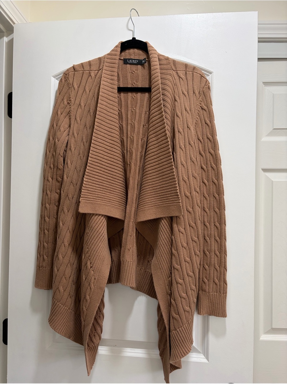 Lauren Ralph Lauren Cable Knit Open Front Drape Cardigan Sweater - Size XXL